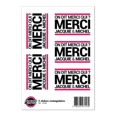 5 stickers J&M blanc logo rectangle